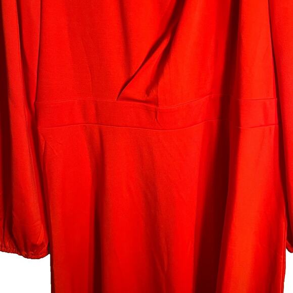 BTFBM Womens Red Dress Size XL Midi Long Sleeve Cinch Waist Back Zip Stretch NWT - Picture 6 of 8